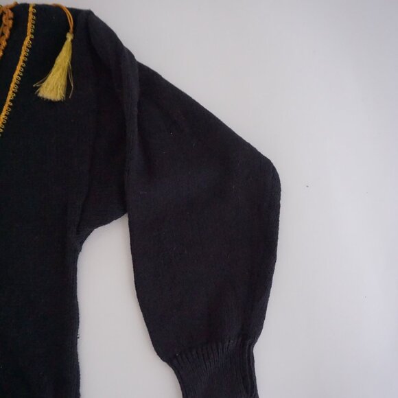 Vintage Bonnie And Company Black Beaded Cotton Knit Sweater Old Money Boho L - Picture 3 of 10